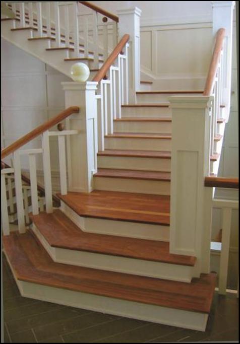 Walnut treads, Painted Risers and Stringers
