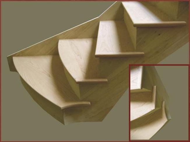 Unpainted Cherry treads and paint grade Risers and Stringers (Flared)
