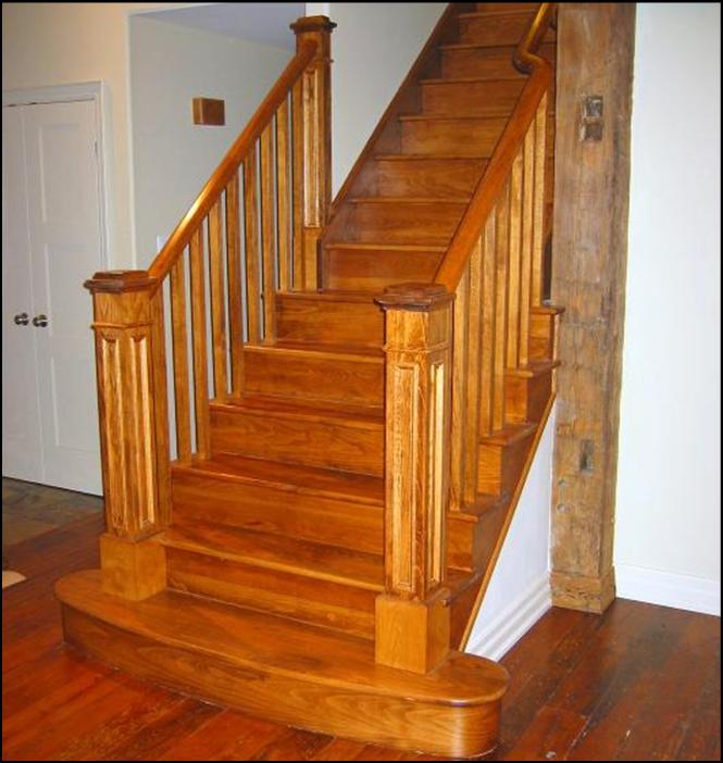 Part open stringer staircase with double bullnose tread (Bowed)- Made of Beech wood.
